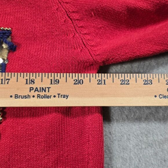 Vtg 1996 Michael Simon Christmas Sweater Size Medium Red Nutcracker Flawed - Picture 8 of 12